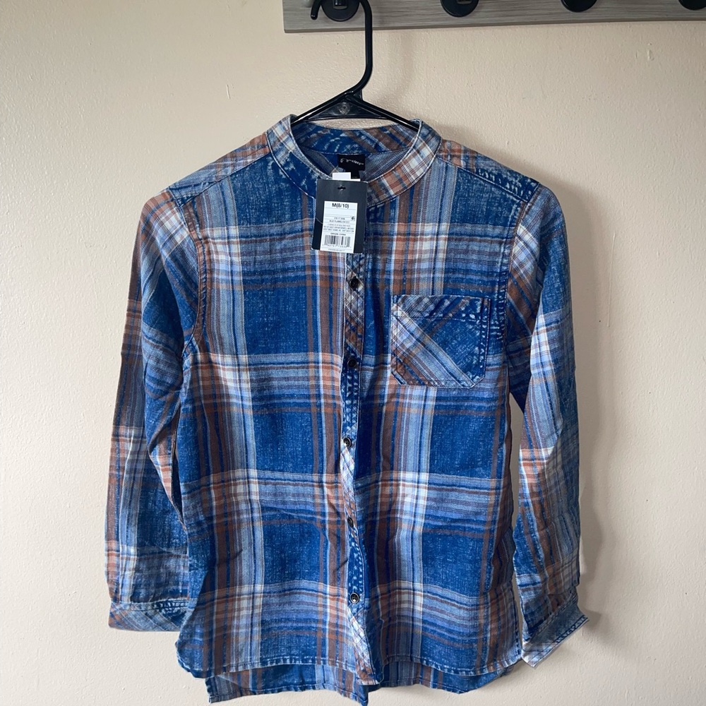 Cat & Jack Blue and Orange Plaid Shirt